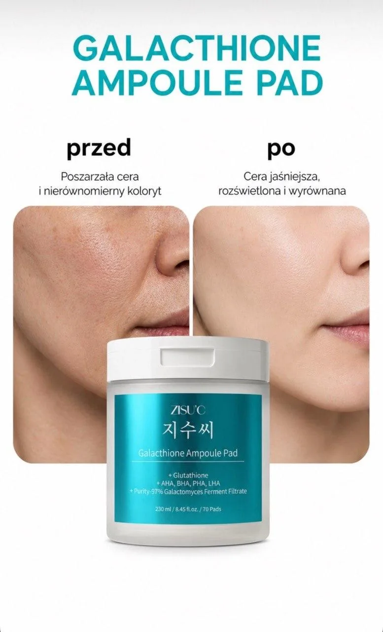 Galacthione Ampoule Pad: przed i po, materiał producenta